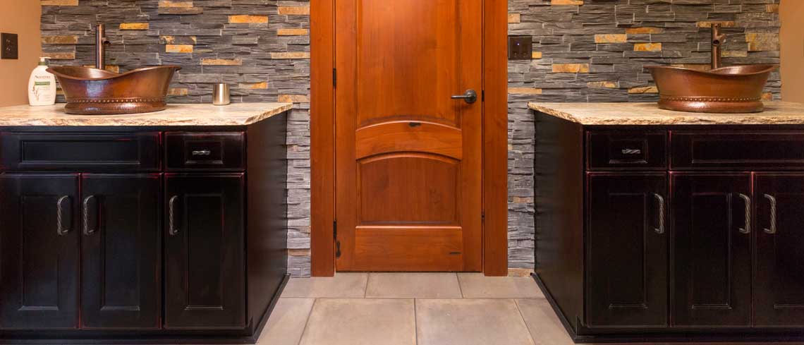Medina door style in Maple finished in Bordeaux | Raby Home Solutions
