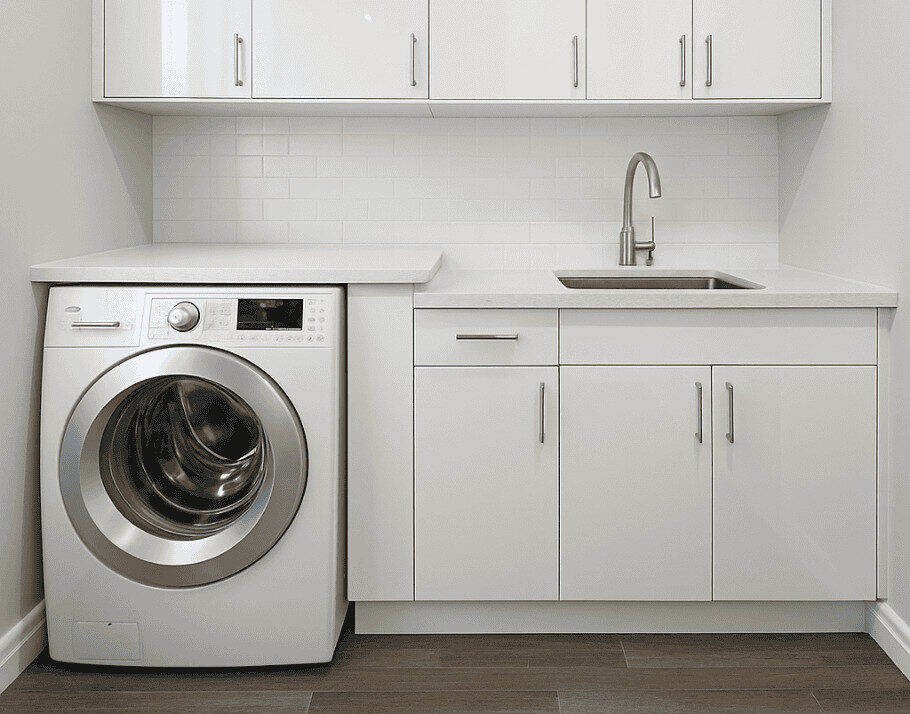 Custom laundry cabinets at Raby Home