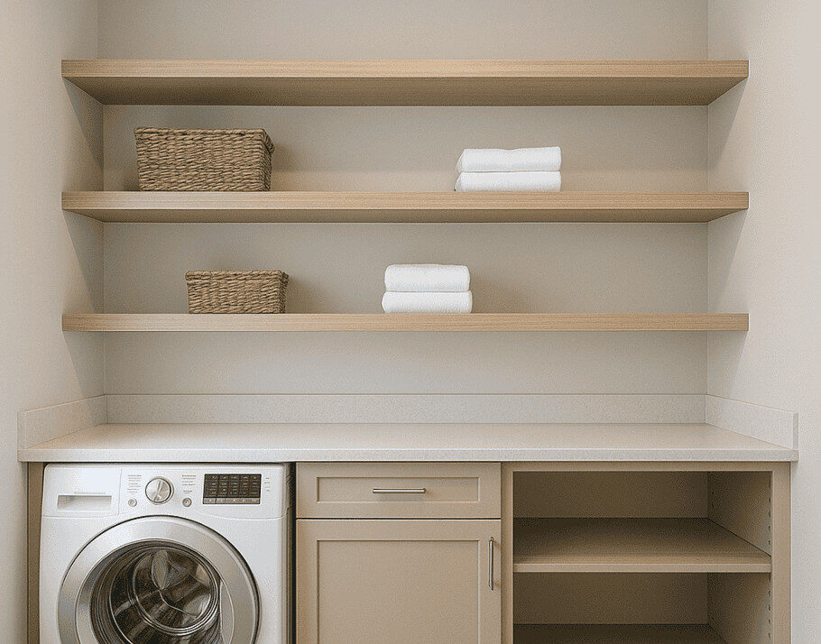 Custom laundry cabinets at Raby Home
