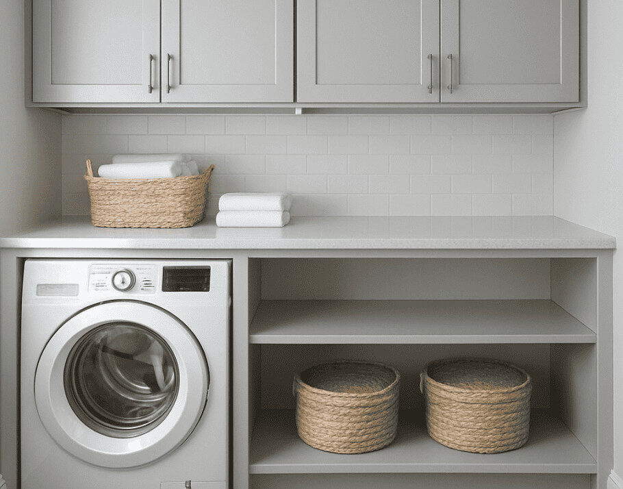 Custom laundry cabinets at Raby Home