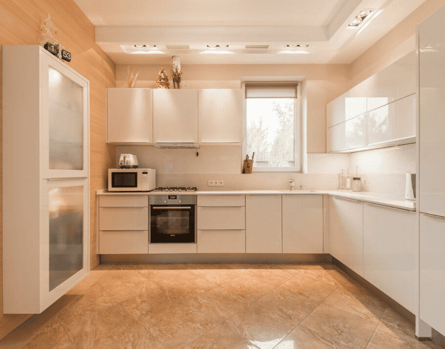 White kitchen cabinets at Raby Home