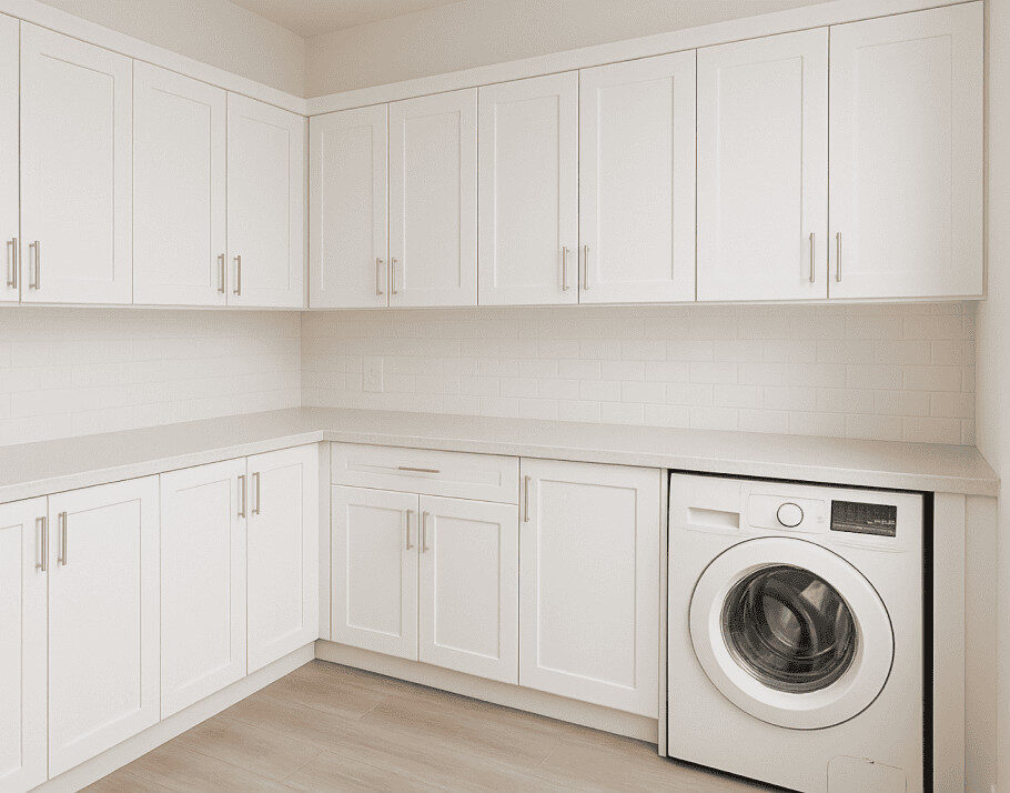 Custom laundry cabinets at Raby Home