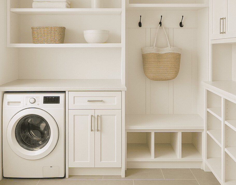 Custom laundry cabinets at Raby Home
