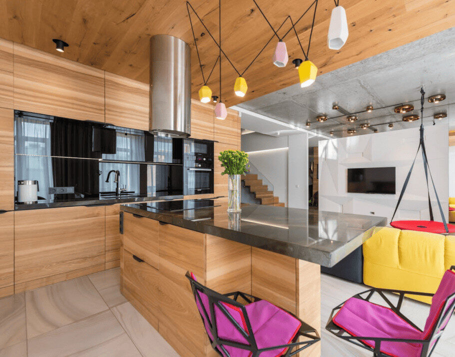 Wood kitchen cabinets