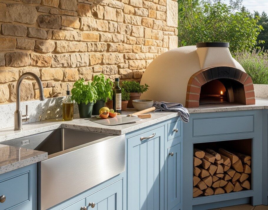 outdoor cabinets with built-in pizza oven